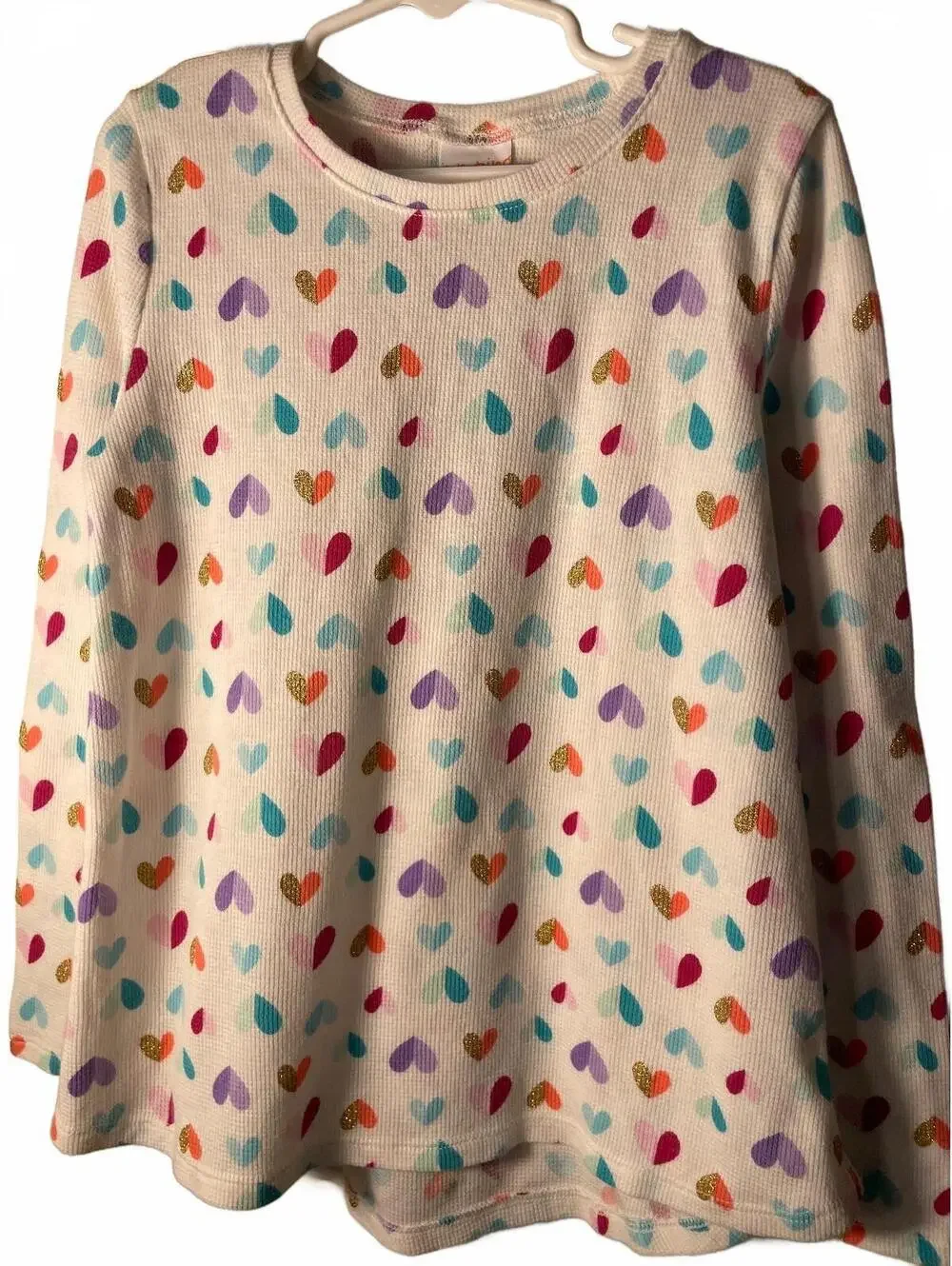 Jumping Beans Girls Long Sleeve Top Waffle Knit Size 7 Cream Red Purple Fall
